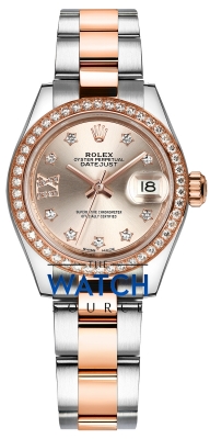 Rolex Lady Datejust 28mm Stainless Steel and Everose Gold 279381RBR Sundust 17 Diamond Oyster watch
